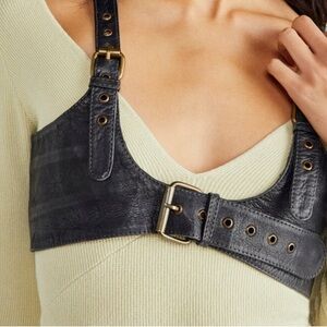 free people rebel harness black leather size M